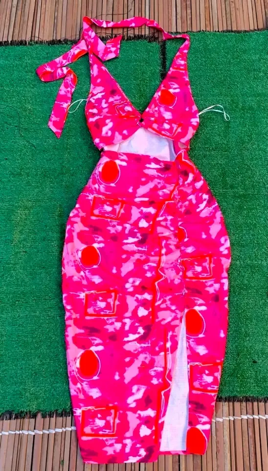 Robes rose fuchsia motif fruits