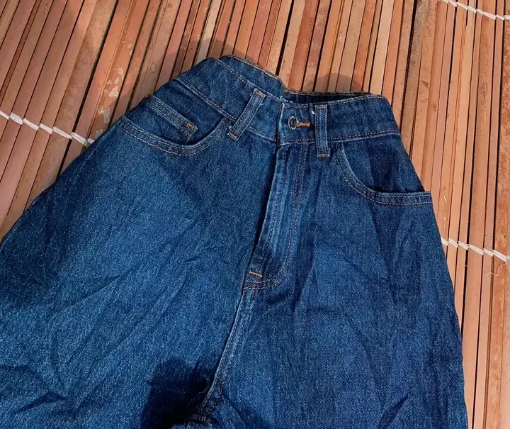 Jean taille haute vintage bleu délavé 2