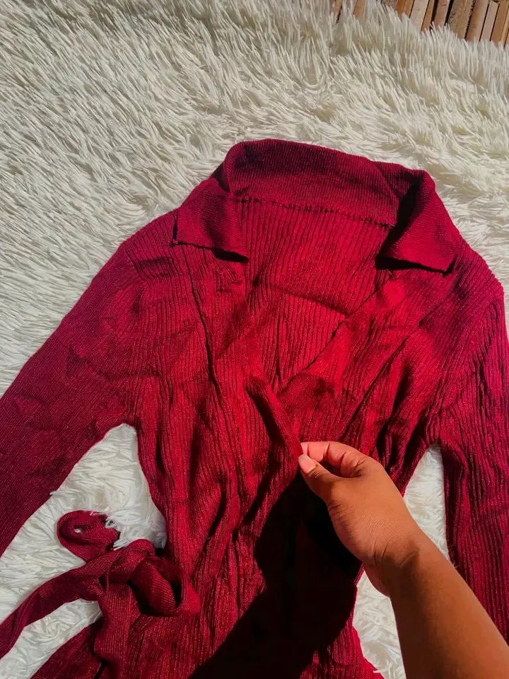 Robes pull rouge bordeaux côtelé