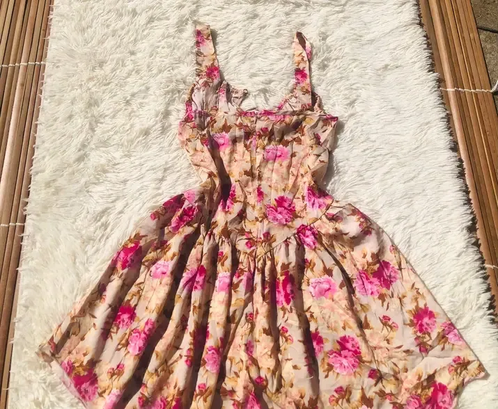Robe fleurie rose et beige vintage 3