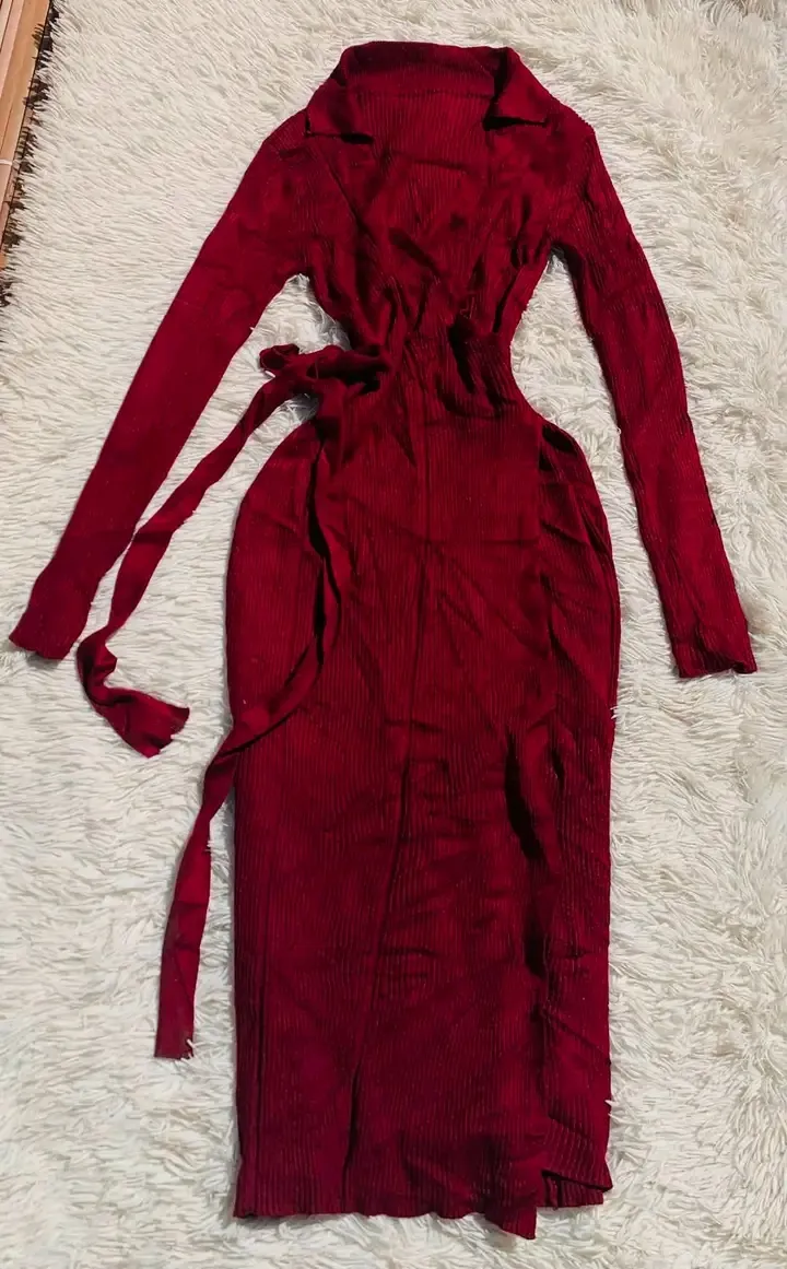 Robes pull rouge bordeaux côtelé 4
