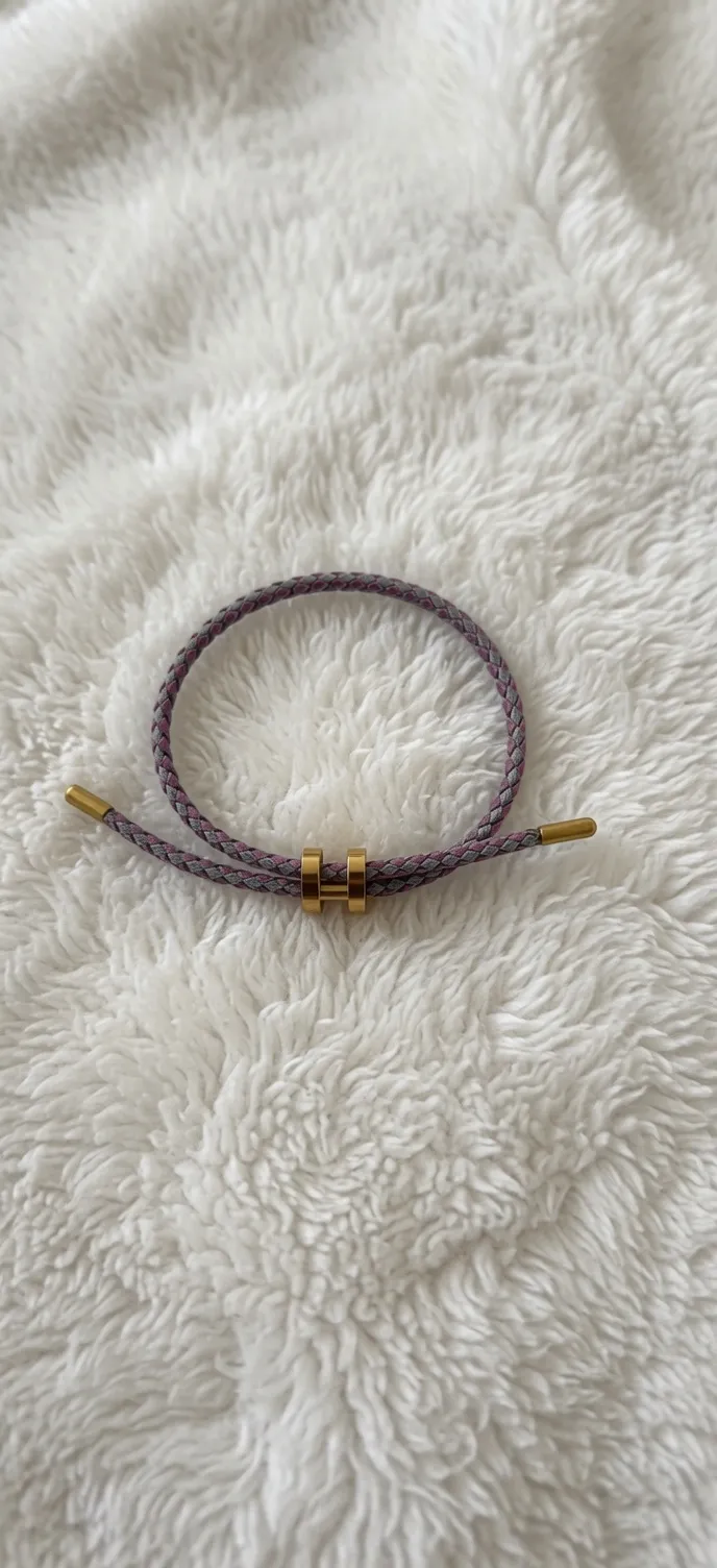 Bracelet Hermes tressé cuir violet dorure 4