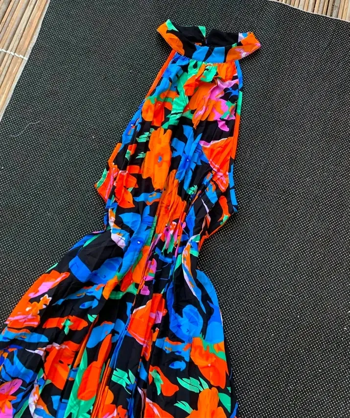 Robe cache-cœur motifs colorés fluo