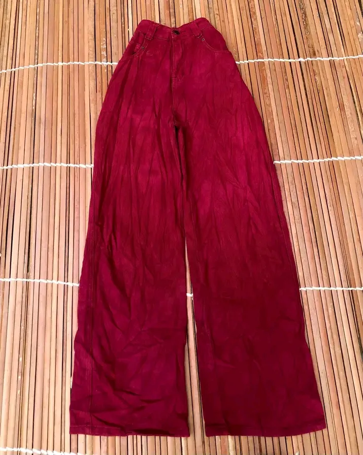 Pantalon large rouge bordeaux vintage 3