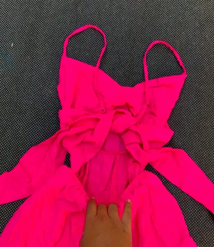 Robe fille rose fluo nœud 2