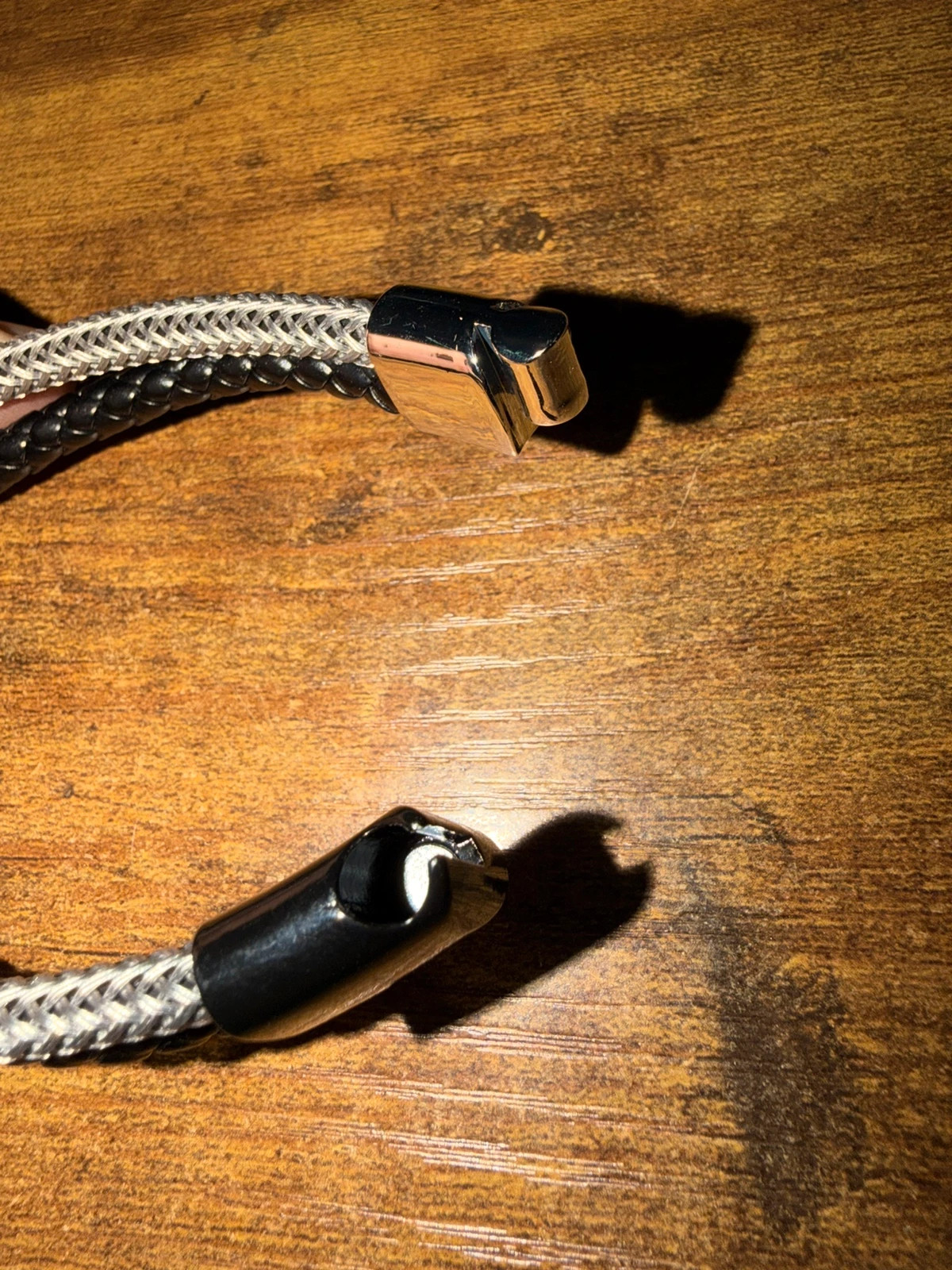 Bracelet double cordon noir & acier – 21,5 cm – Sans marque – taille Taille unique 4