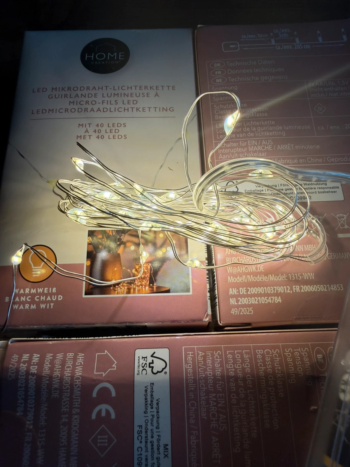 Lot de 3 guirlandes LED micro-fil – Blanc chaud – Home Creation 2