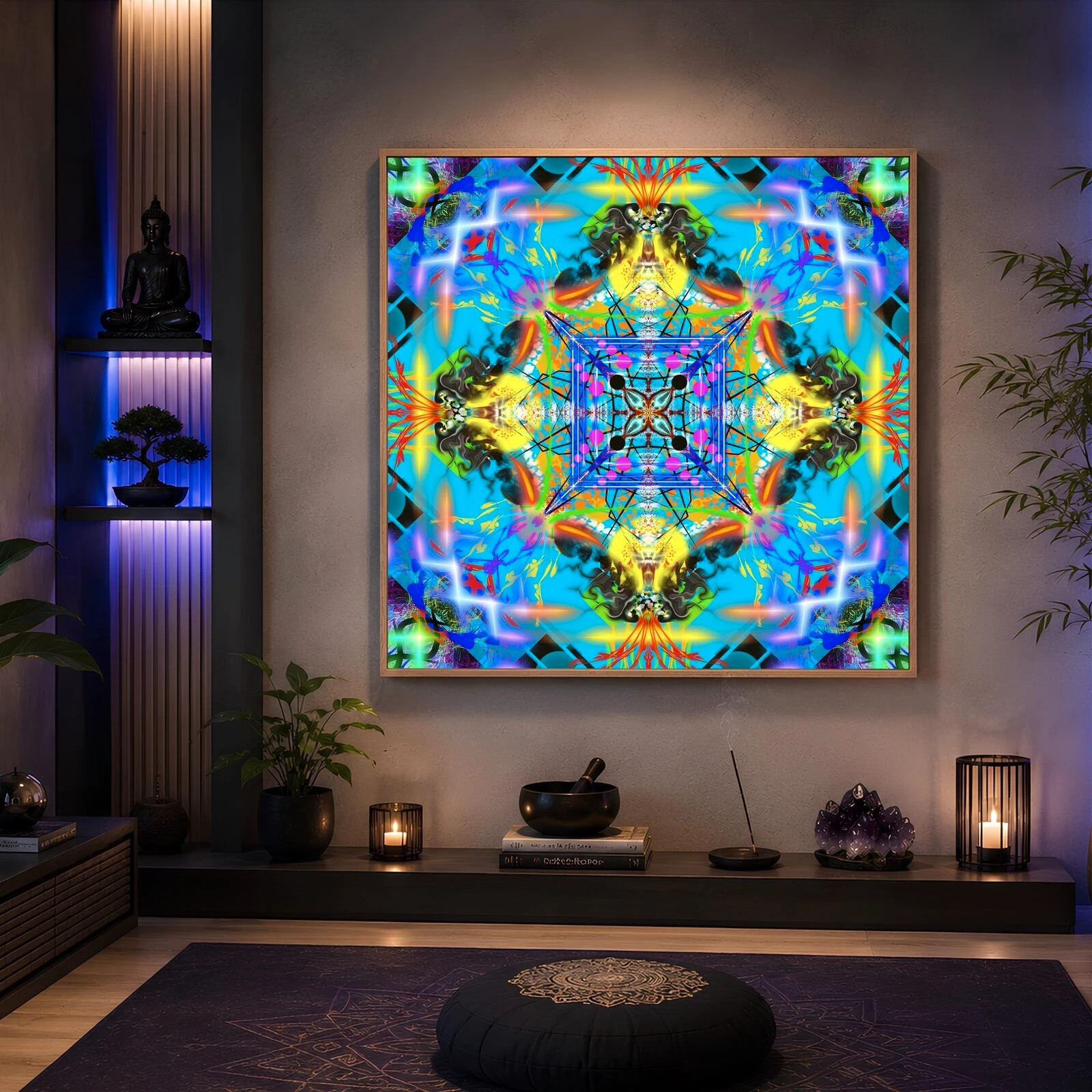 Mandala tableau décoration intérieure bohème motifs géométriques 29x29 4