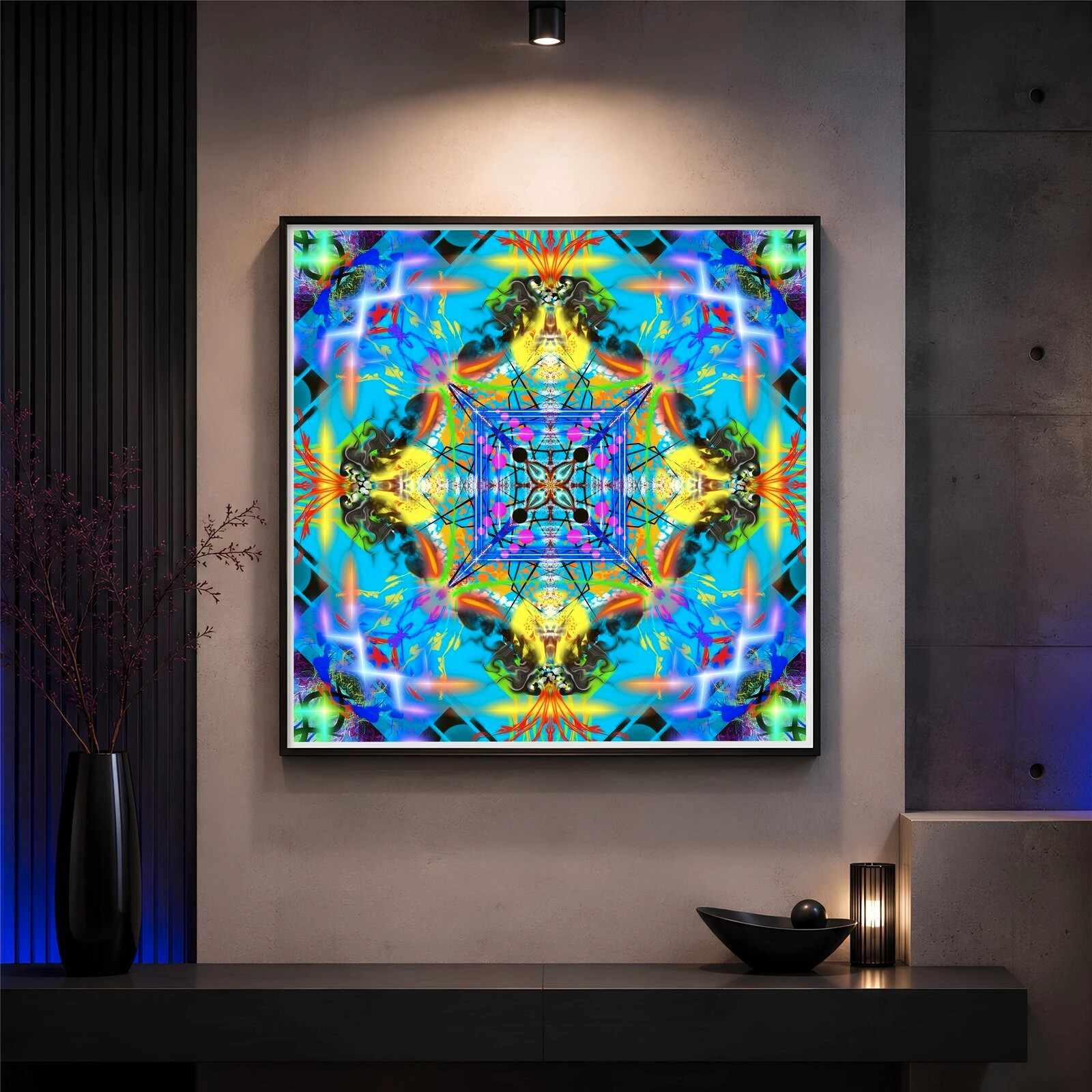 Mandala tableau décoration intérieure bohème motifs géométriques 29x29 3