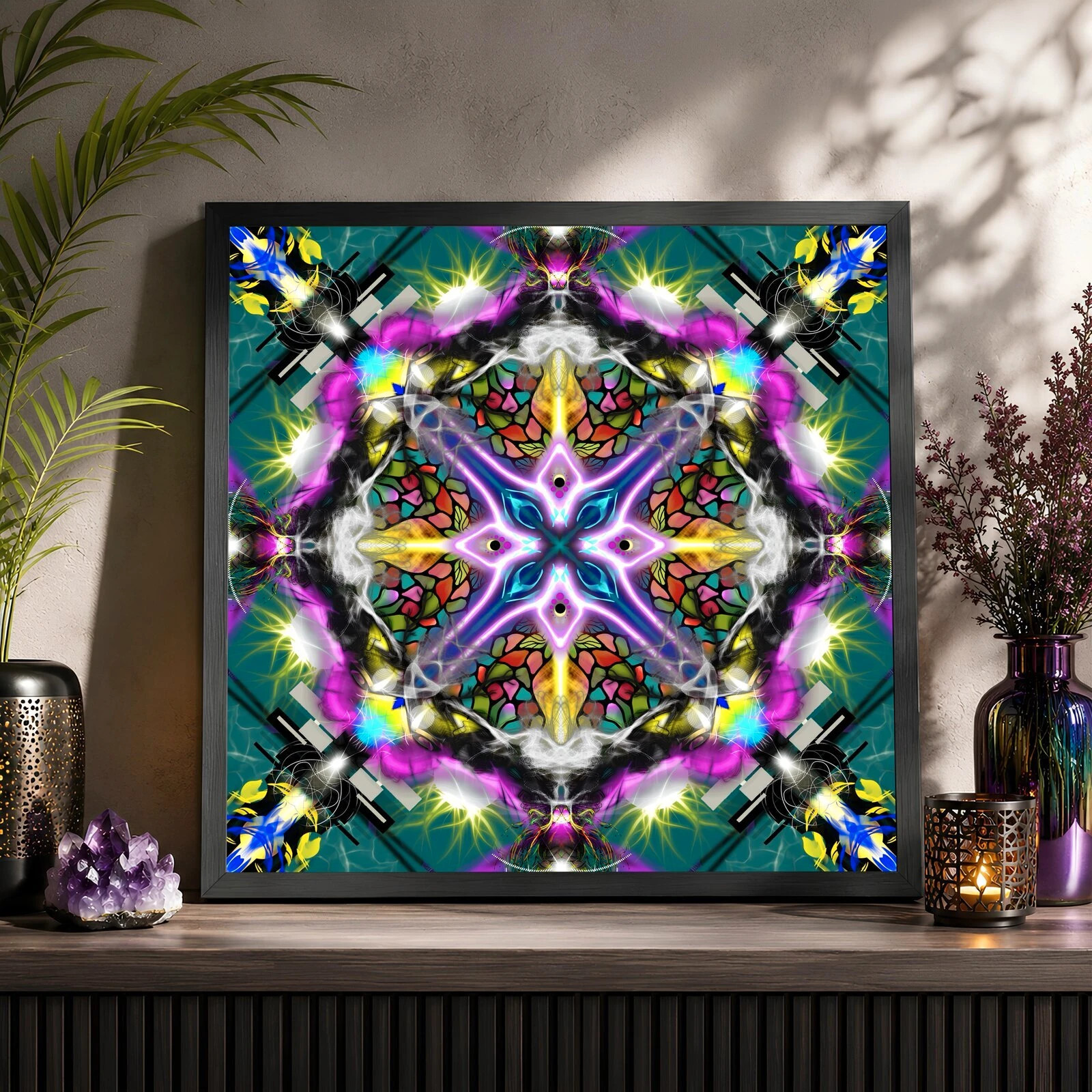 Mandala décoration murale zen bohème fleur motifs géométriques 29x29 2