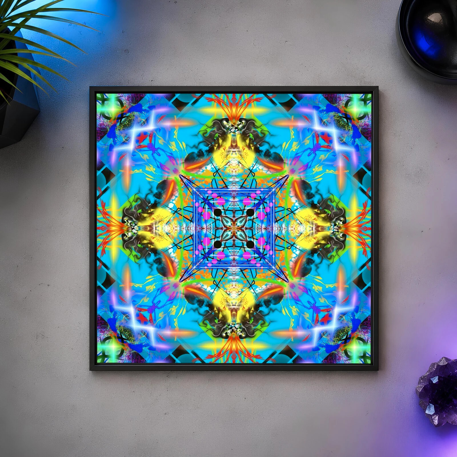 Mandala tableau décoration intérieure bohème motifs géométriques 29x29 2