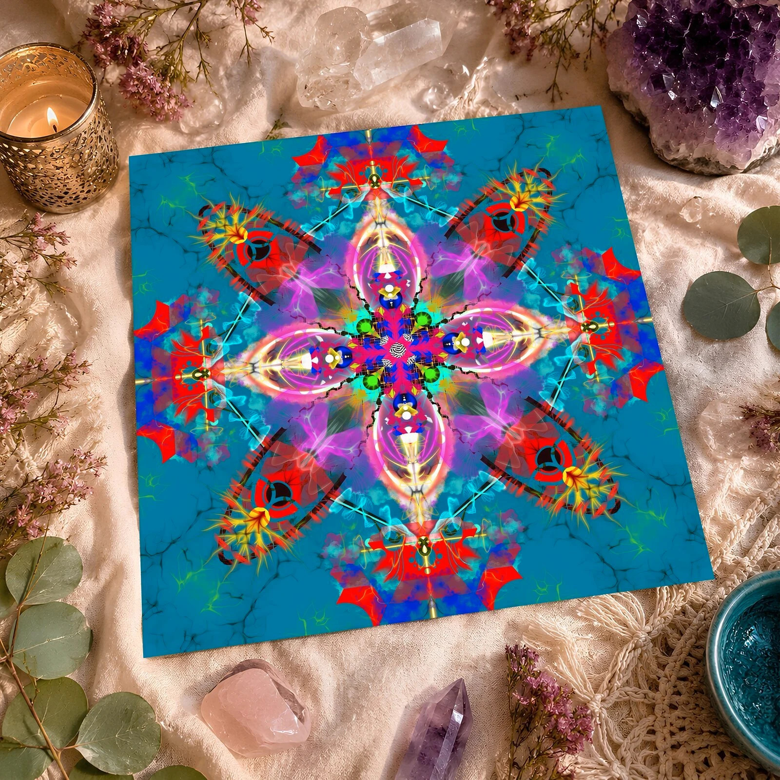 Affiche mandala 29x29 cm, art géométrique décoration murale bohème – Patdeouf 2