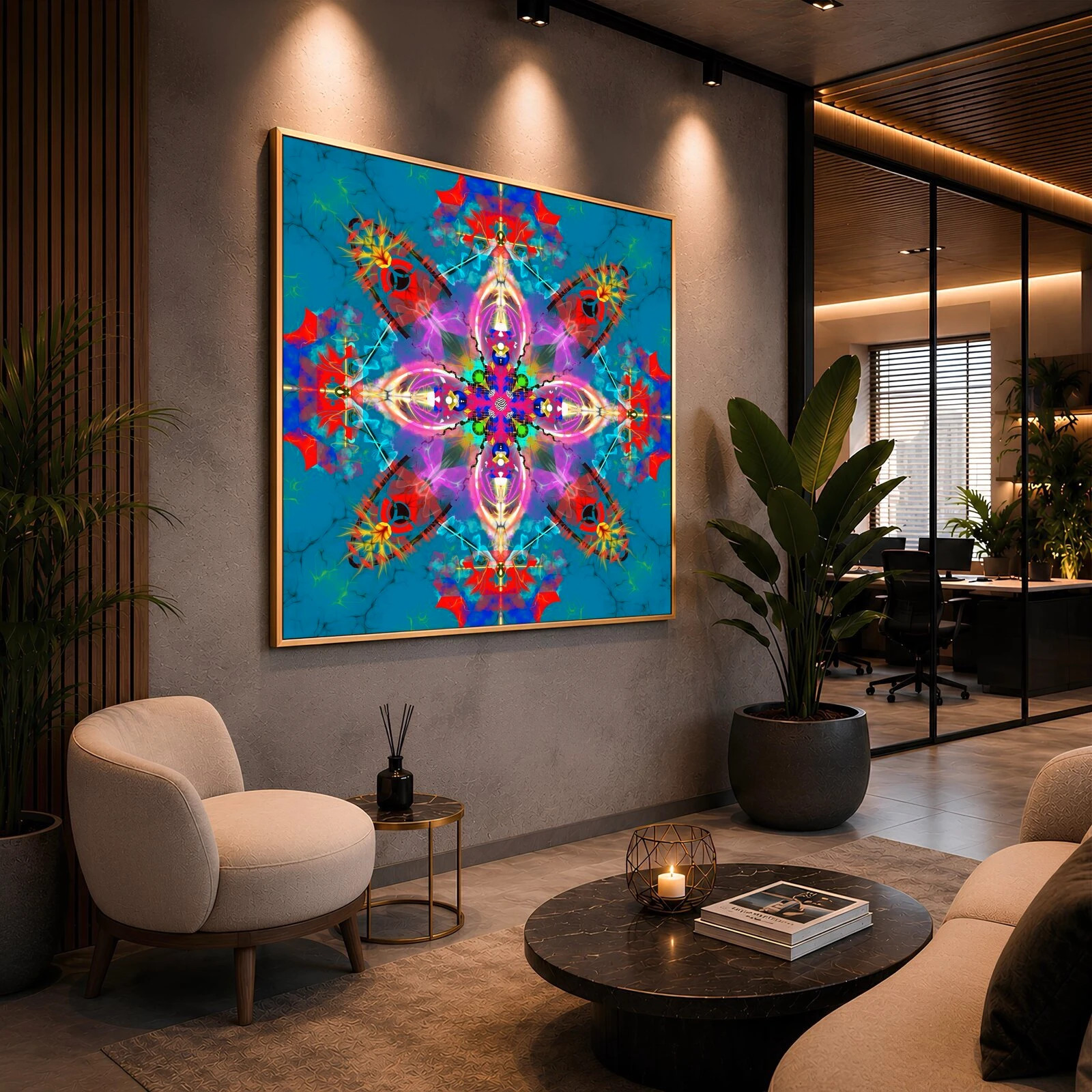 Affiche mandala 29x29 cm, art géométrique décoration murale bohème – Patdeouf 5