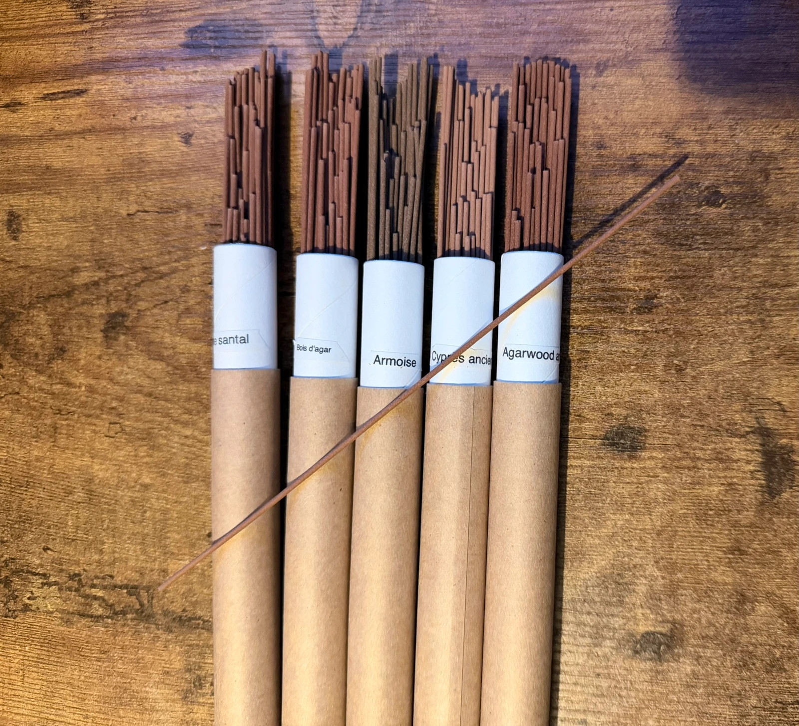 Lot 5 tubes de 50 encens naturels bâtons santal agarwood méditation zen bien-être 3
