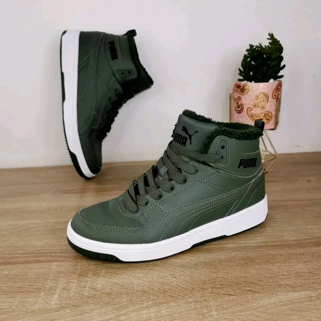 Puma baskets montantes vertes et blanches 2