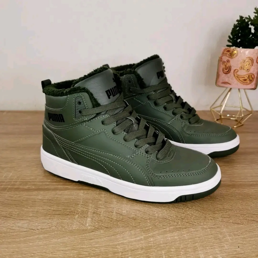 Puma baskets montantes vertes et blanches