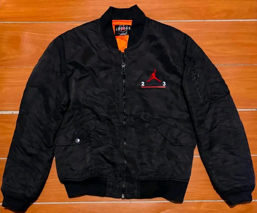 Jordan Black Bomber Jacket Orange Lining 3