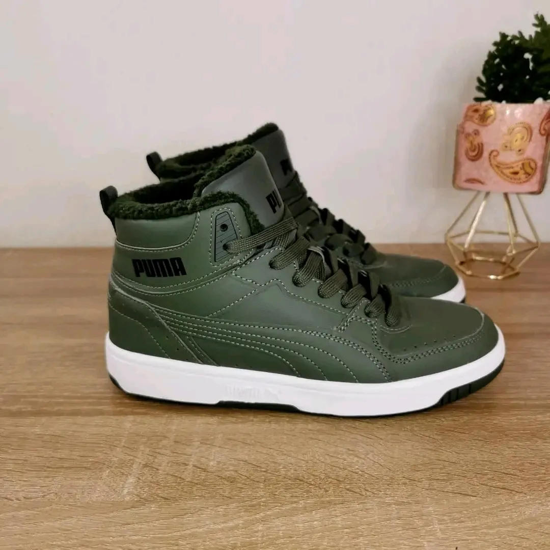 Puma baskets montantes vertes et blanches 3