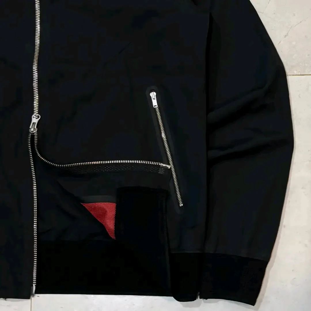 Black Jacket Red Lining Zippers 3