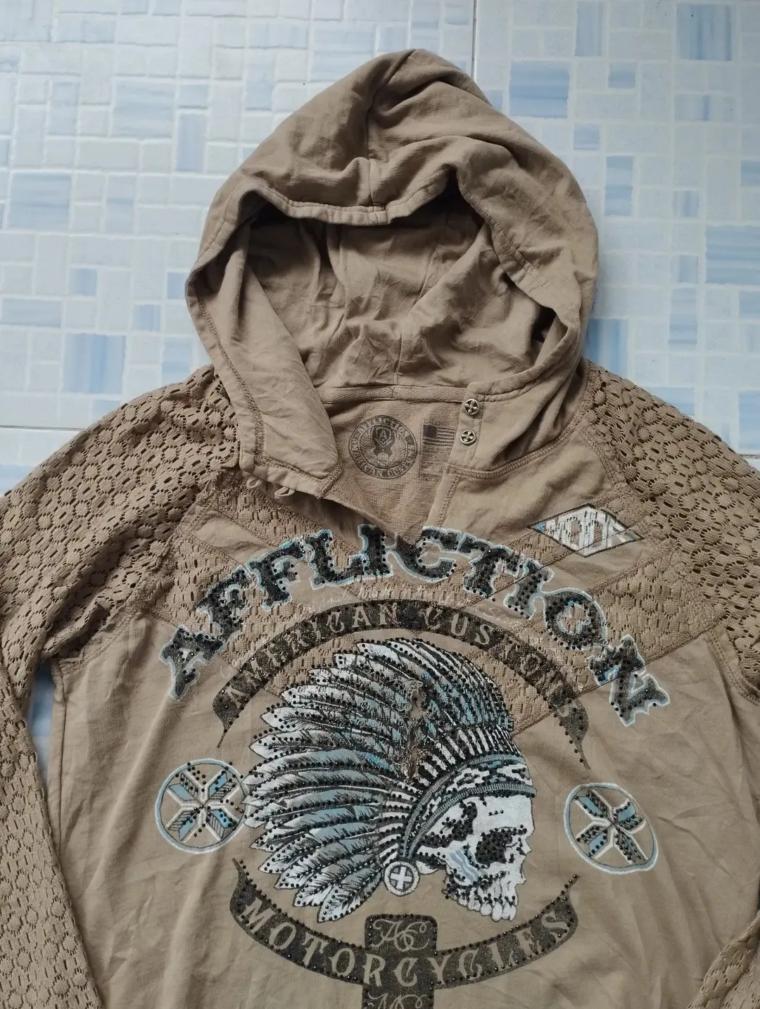Affiliation sweat à capuche beige graphique 4