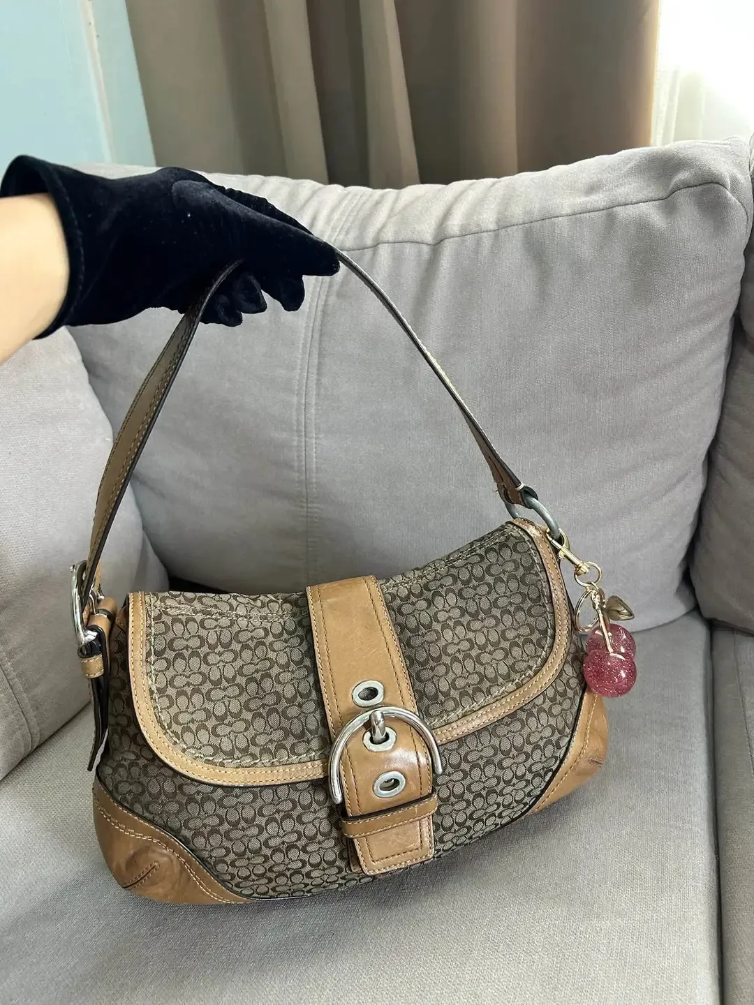 Sac Coach vintage toile et cuir marron