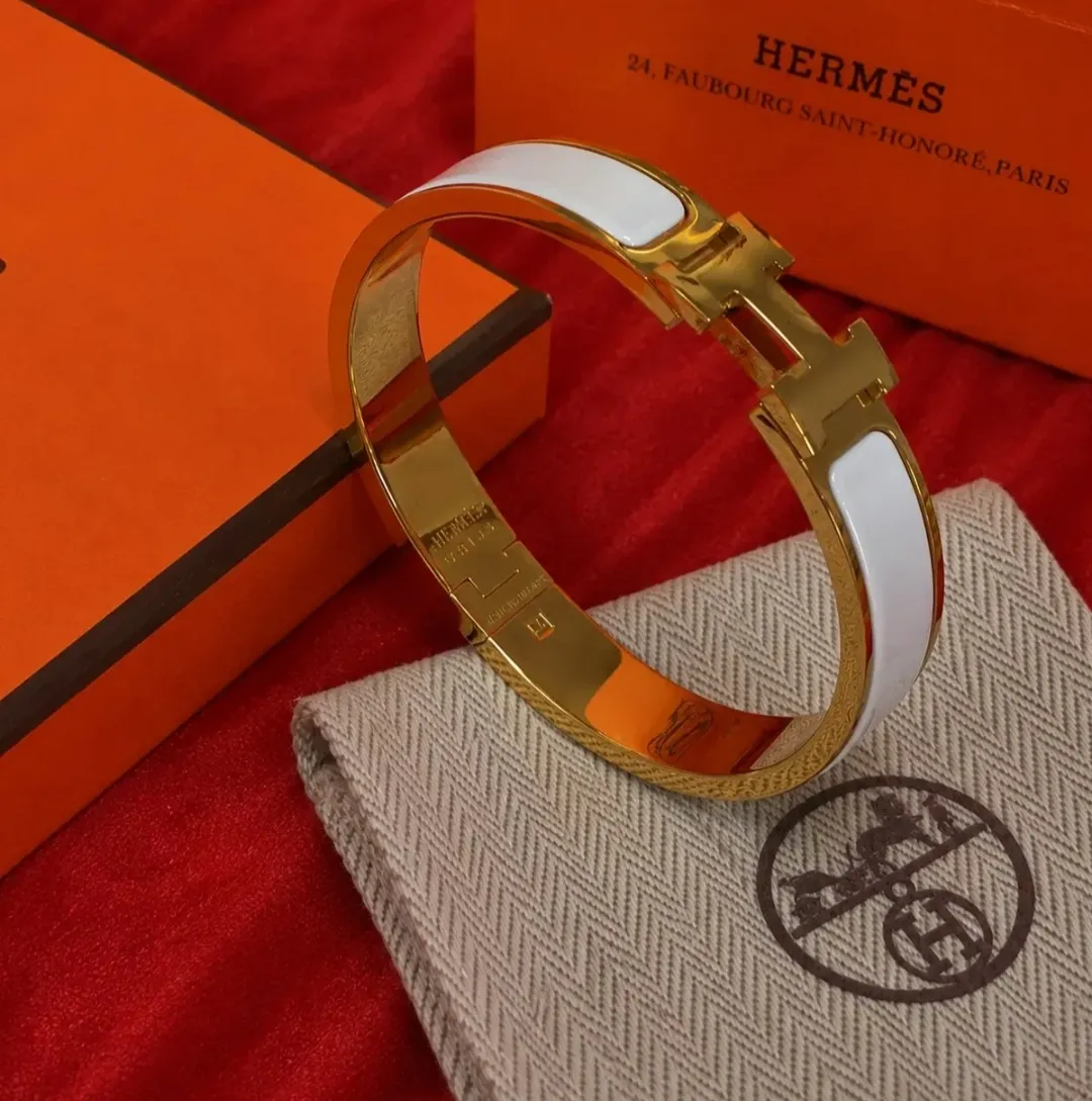 Bracelet Hermès Clic-Clac email or blanc 4