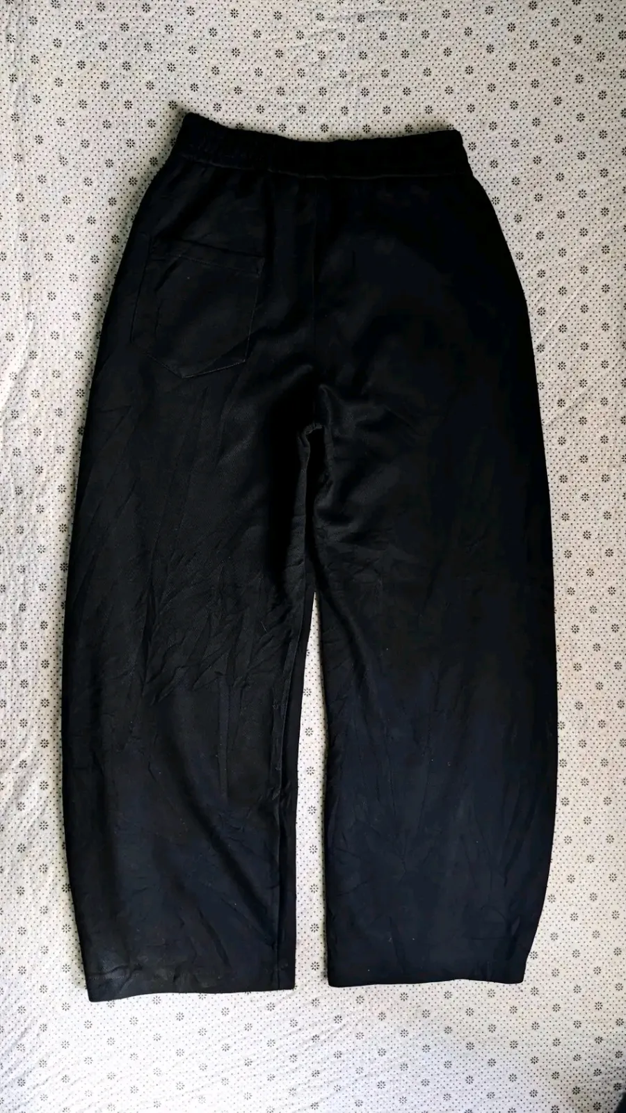 Black Cargo Pants with White Flower Patches 2