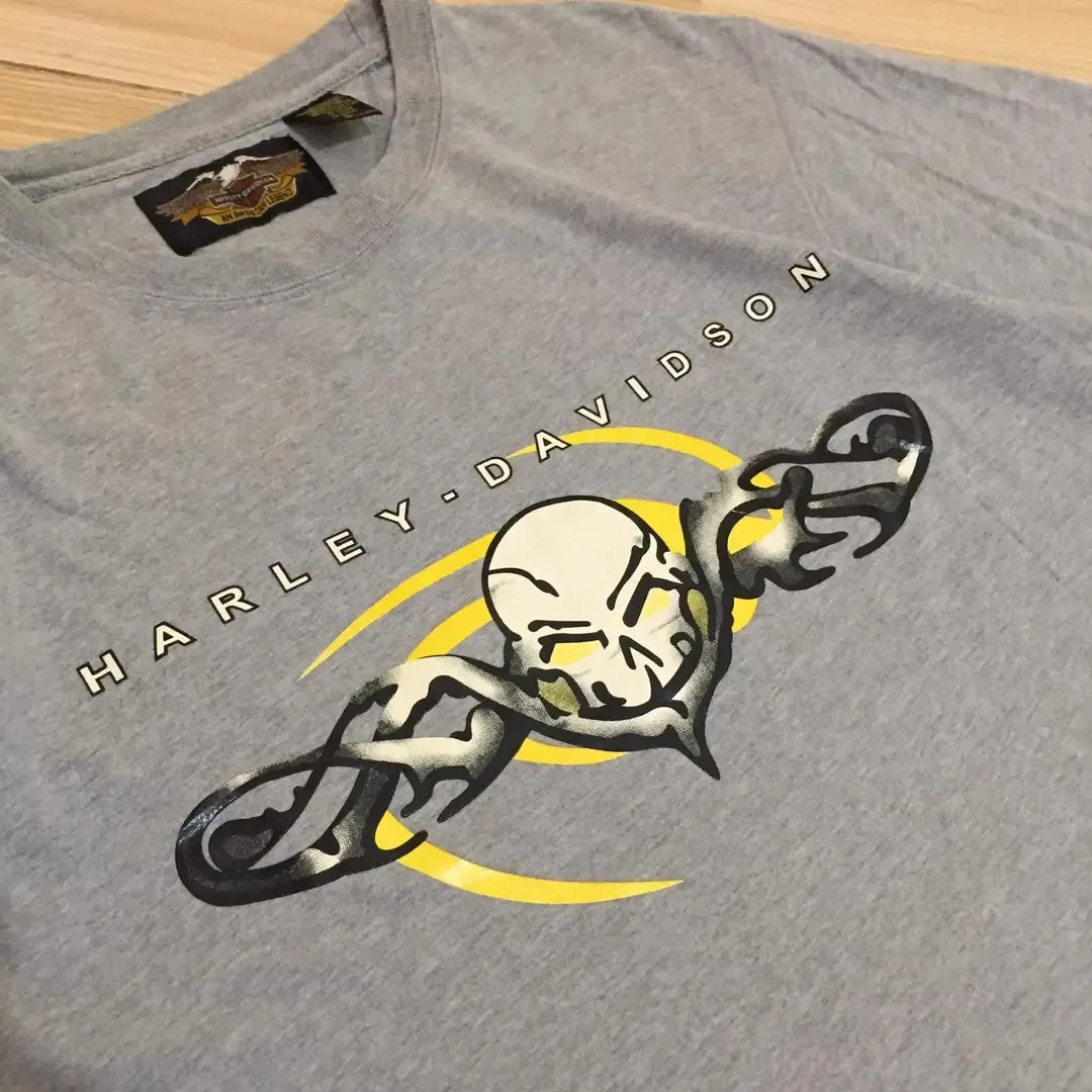 T-shirt gris skull motard vintage 4