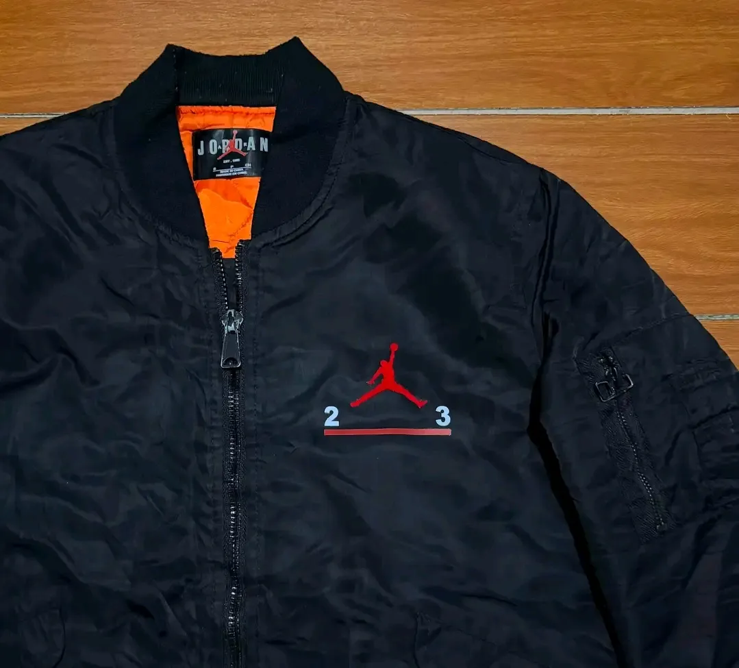 Jordan Black Bomber Jacket Orange Lining