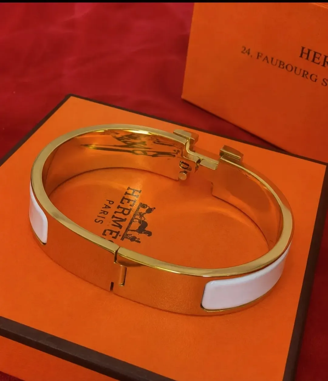 Bracelet Hermès Clic-Clac email or blanc