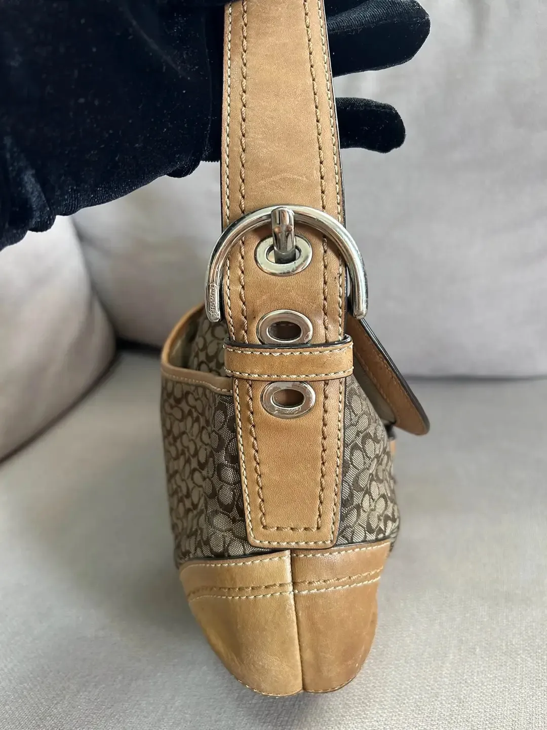 Sac Coach vintage toile et cuir marron 2