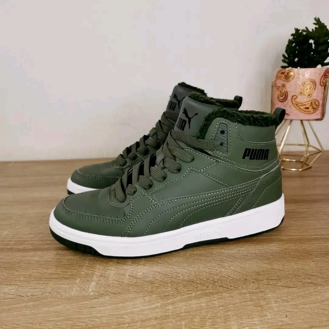 Puma baskets montantes vertes et blanches 5