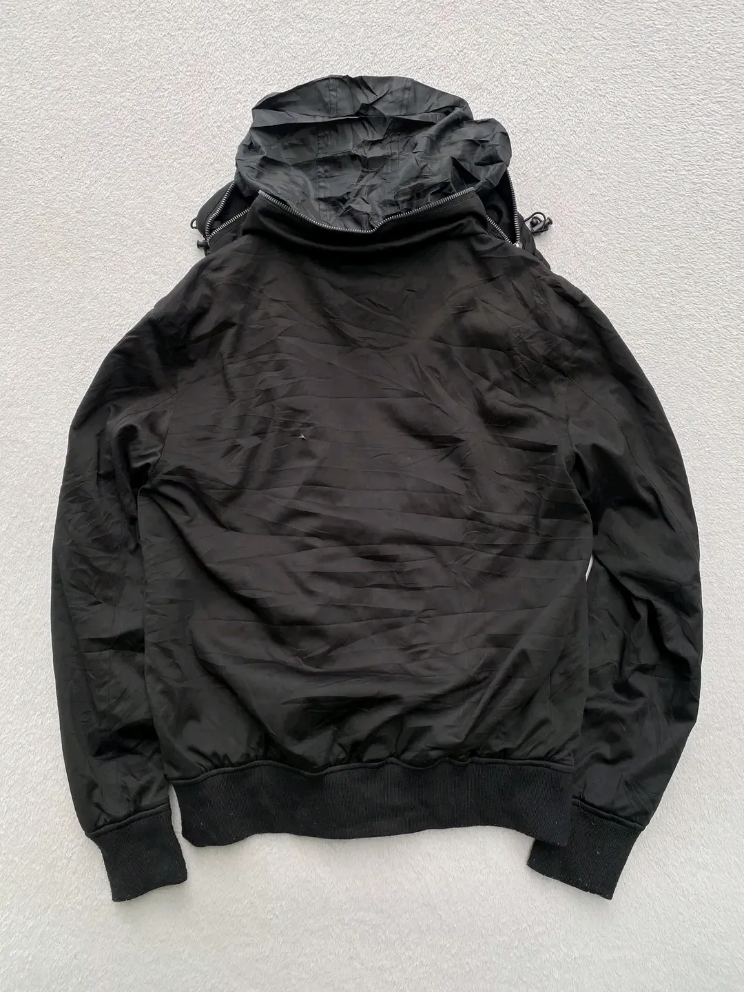 Black Hooded Bomber Jacket with Pockets 3