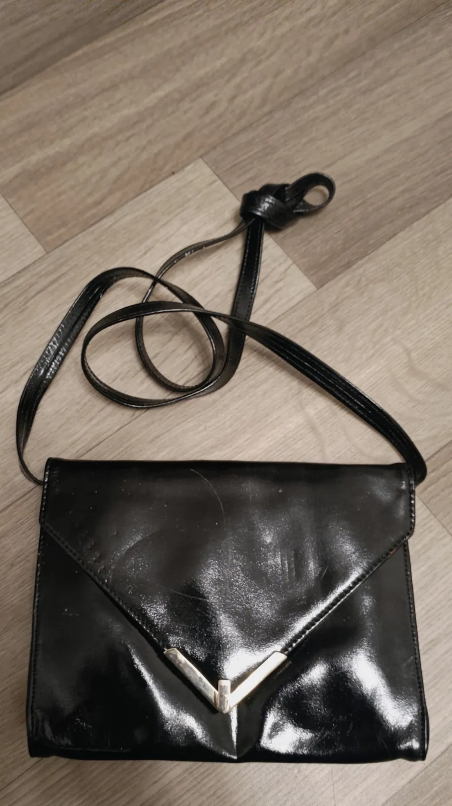 Sac bandoulière Pourchet en cuir verni noir – Pourchet – taille Taille unique 6