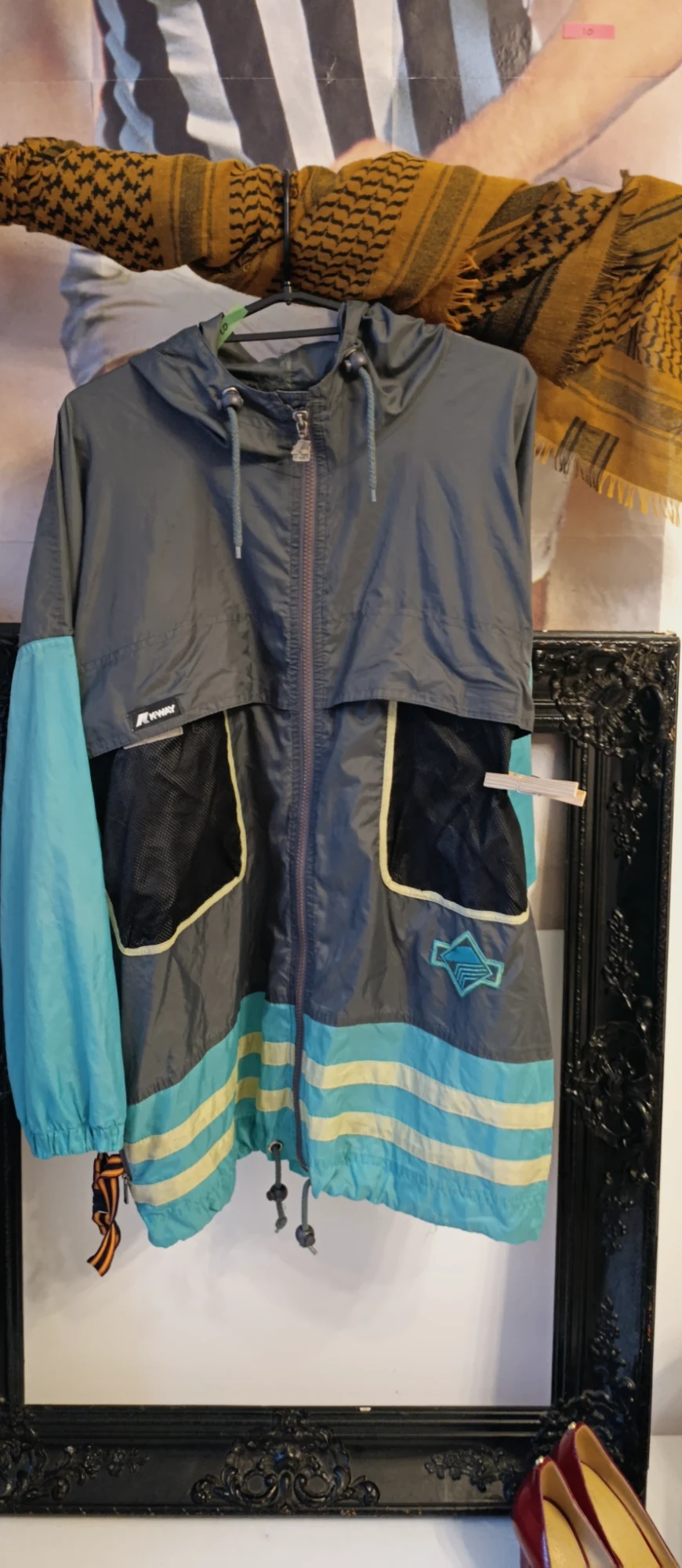 Veste coupe-vent vintage K-Way zippée à capuche