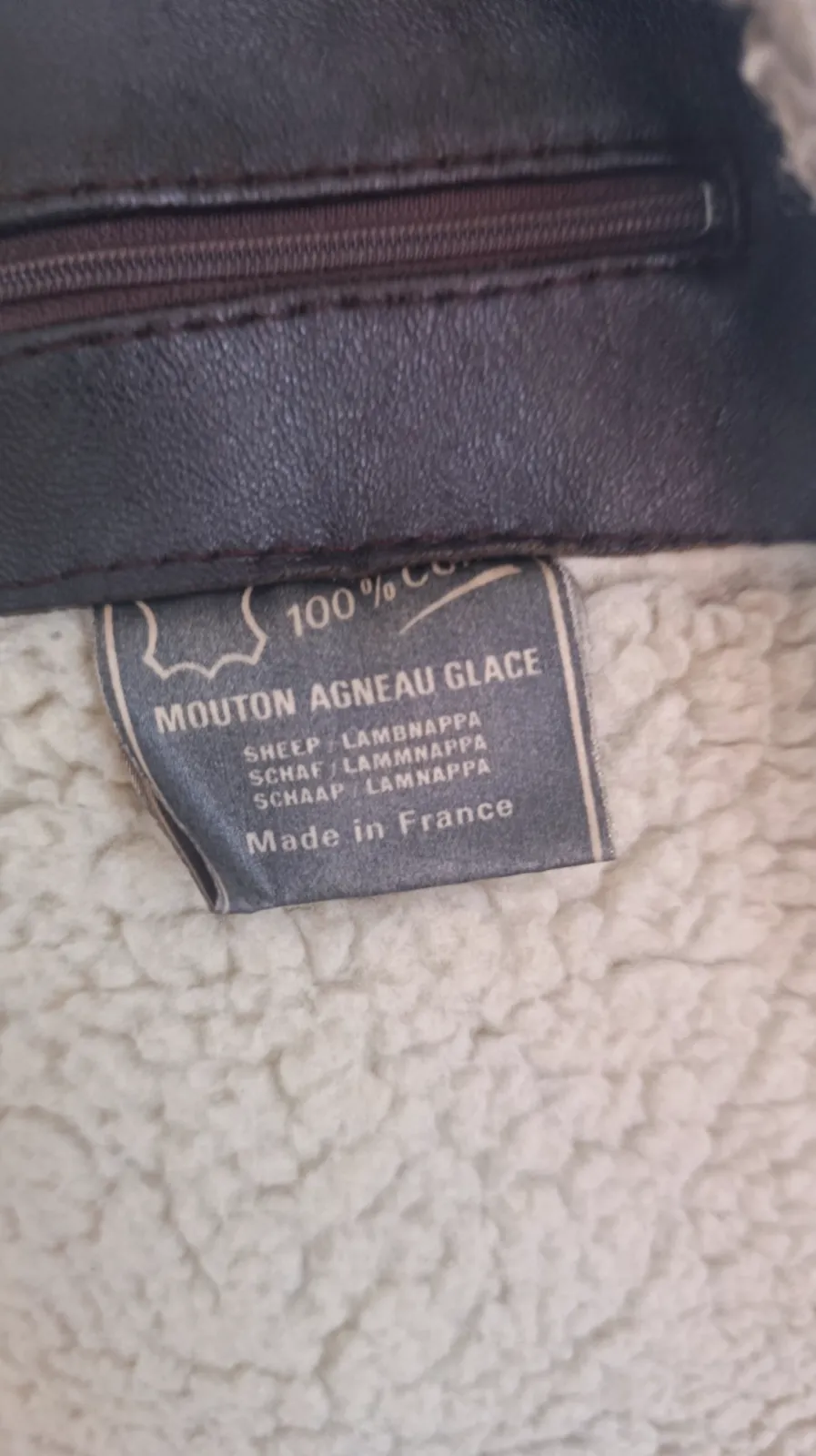 Blouson bombardier en cuir marron et mouton – France – taille L 5