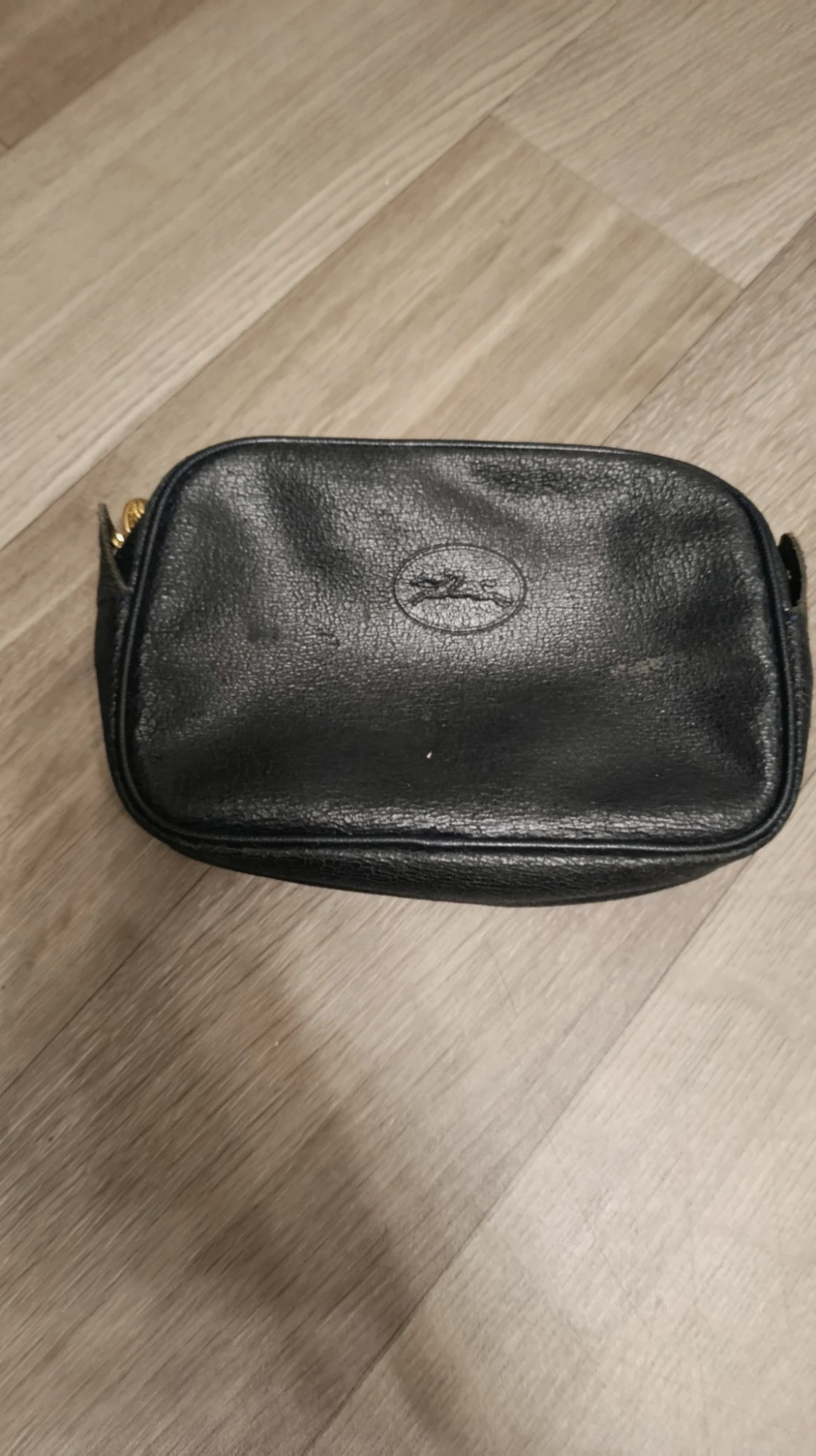 Pochette Longchamp vintage en cuir noir