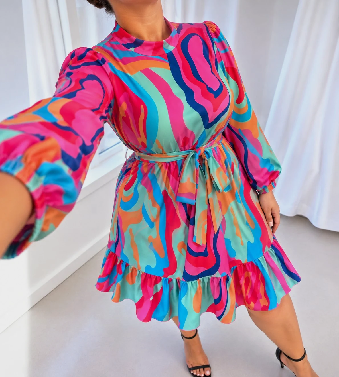 Robe psychédélique Folle de Soi couleurs pepsy taille 54 