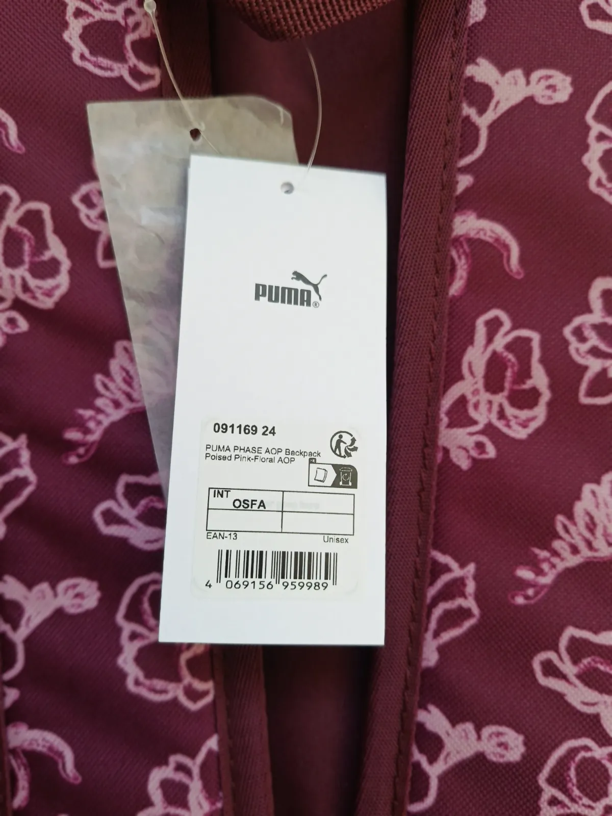 Sac à dos Puma bordeaux et rose pâle à fleurs – Puma – taille Taille unique 8