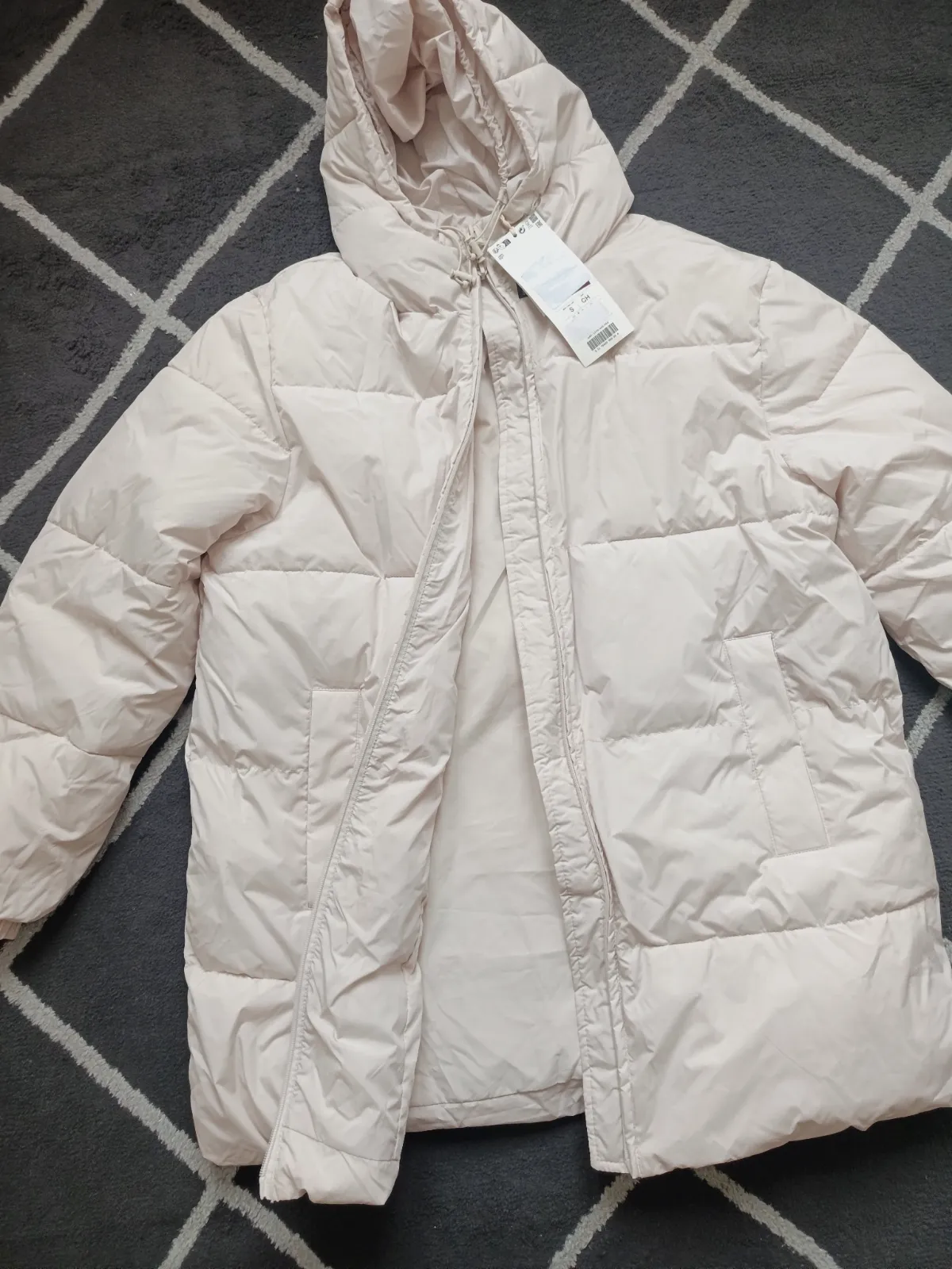 OYSHO Doudoune longue à capuche blanc cassé – Oysho – taille S 2