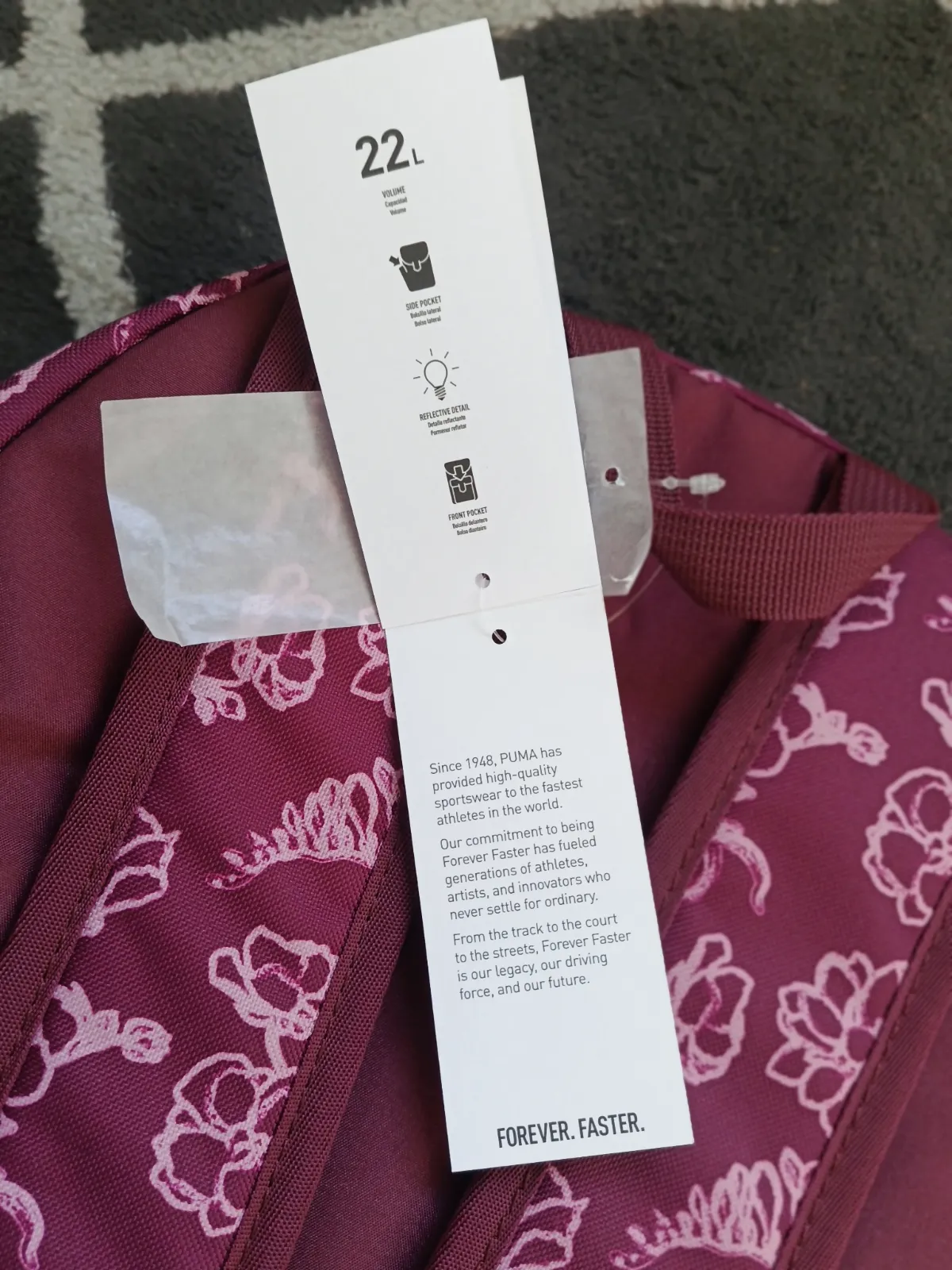 Sac à dos Puma bordeaux et rose pâle à fleurs – Puma – taille Taille unique 9