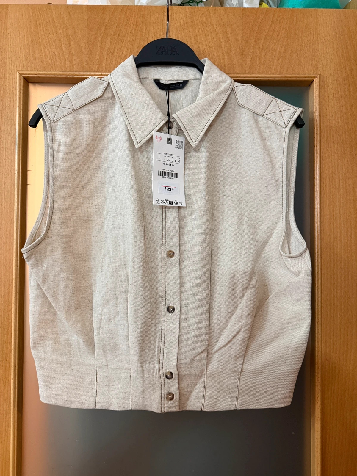 Top pespuntes con lino – Zara – taille L / 40 / 12 2