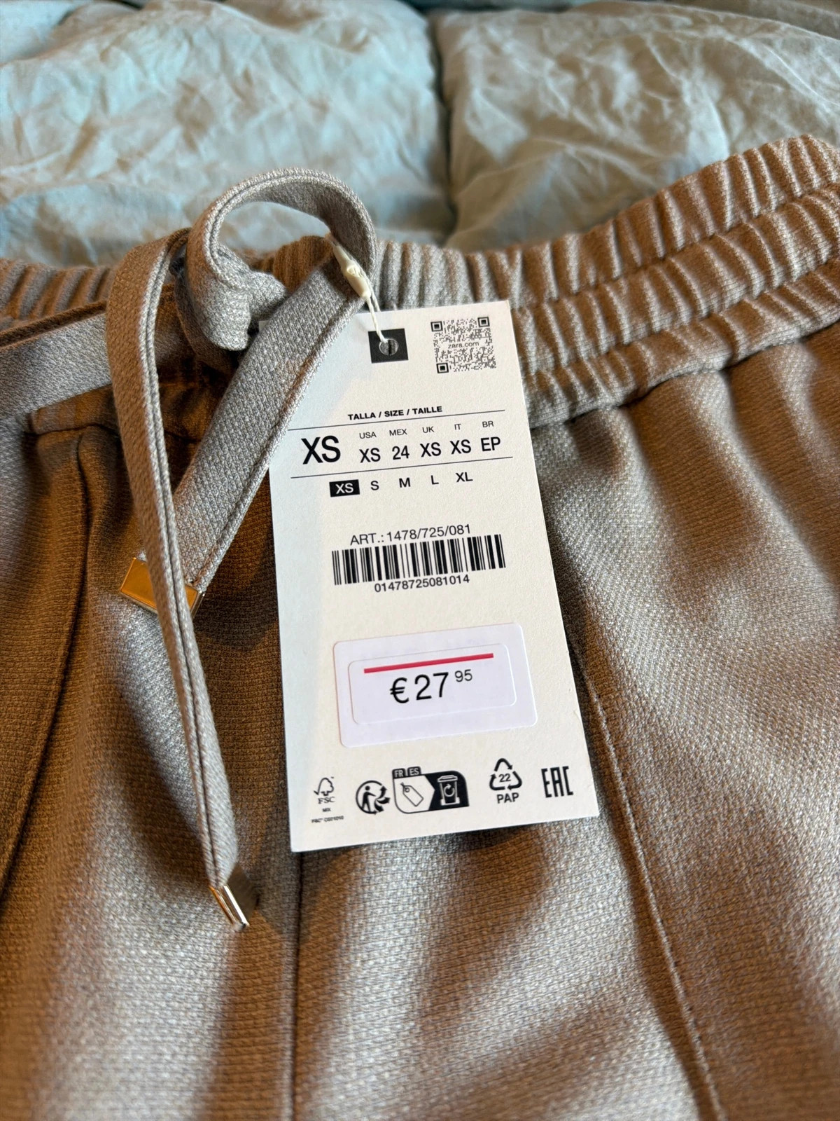 Pantalon Jogger Bajo Puño – Zara – taille XS / 34 / 6 2