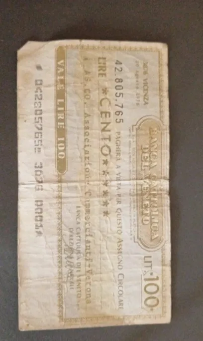Lot de mini-chèques de secours italiens 100 lires 1976 – Sans marque 3