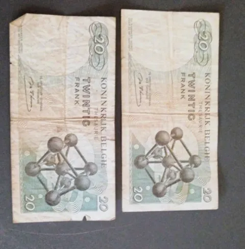 Lot de 2 billets de 20 francs belges 1964 – Sans marque 2