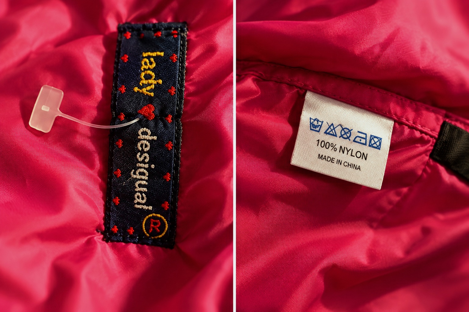 Doudoune à capuche Desigual noire et rose