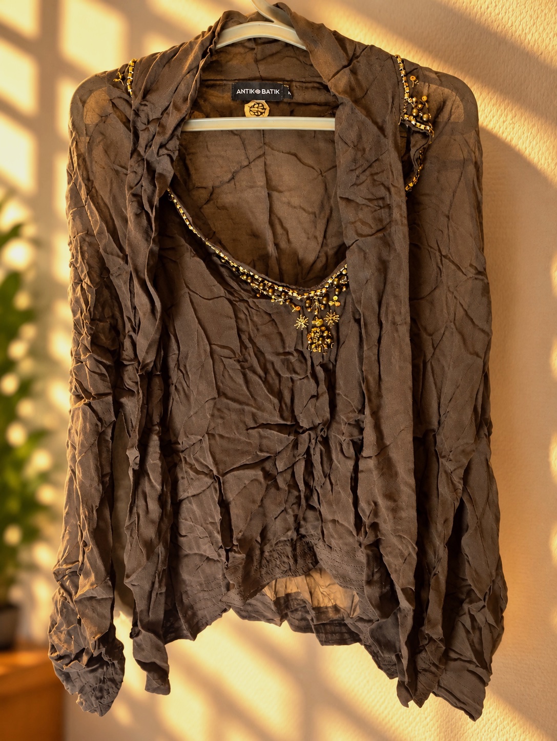 Ensemble Antik Batik top et gilet marron