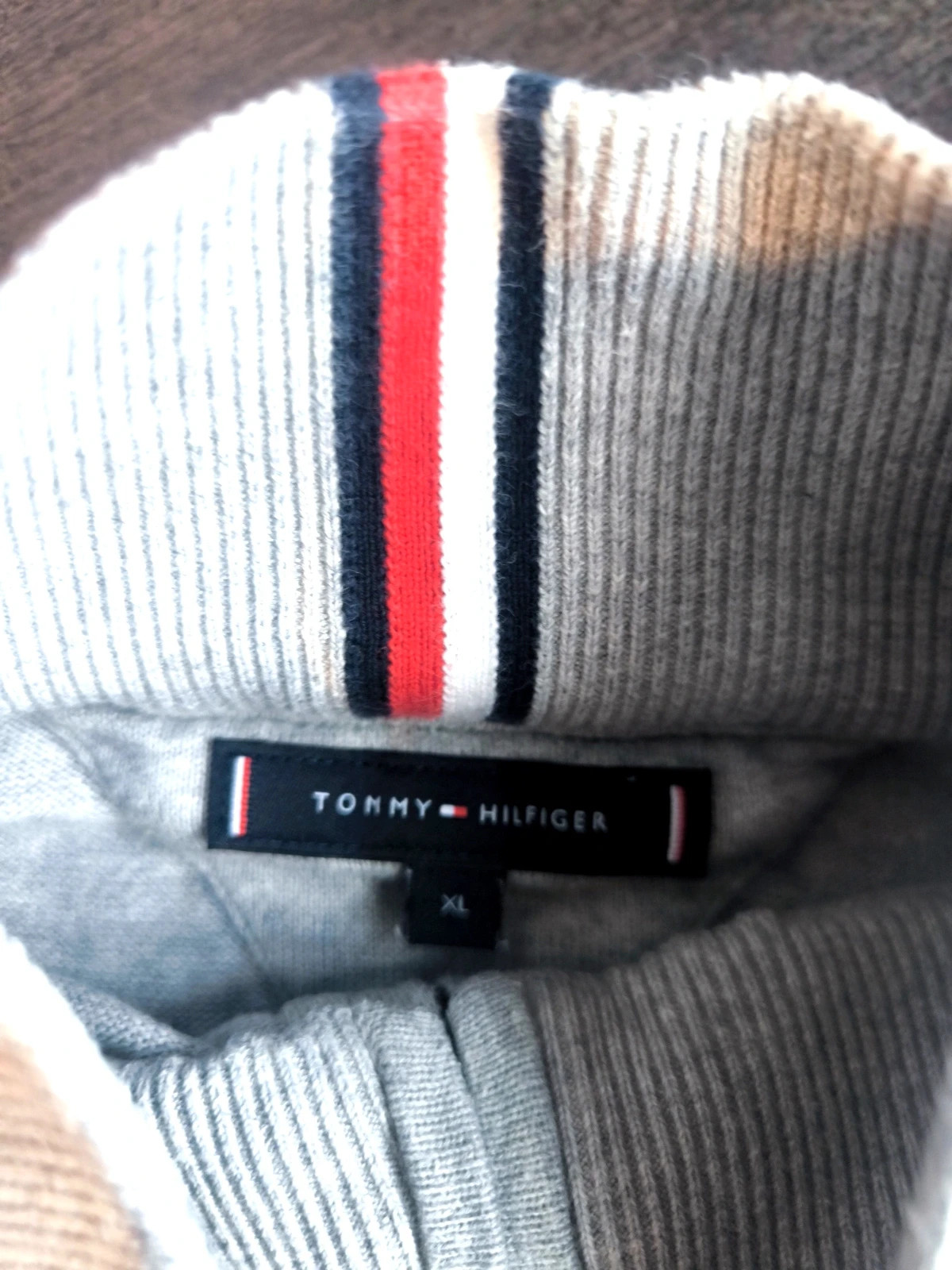 Pull col zippé Tommy Hilfiger gris chiné - Taille XL – Tommy Hilfiger – taille XL 2