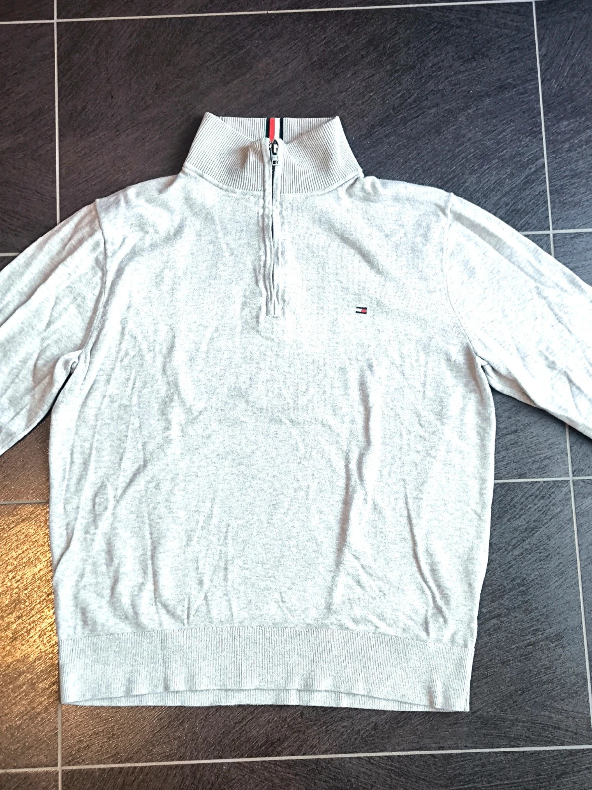 Pull col zippé Tommy Hilfiger gris chiné - Taille XL – Tommy Hilfiger – taille XL 3
