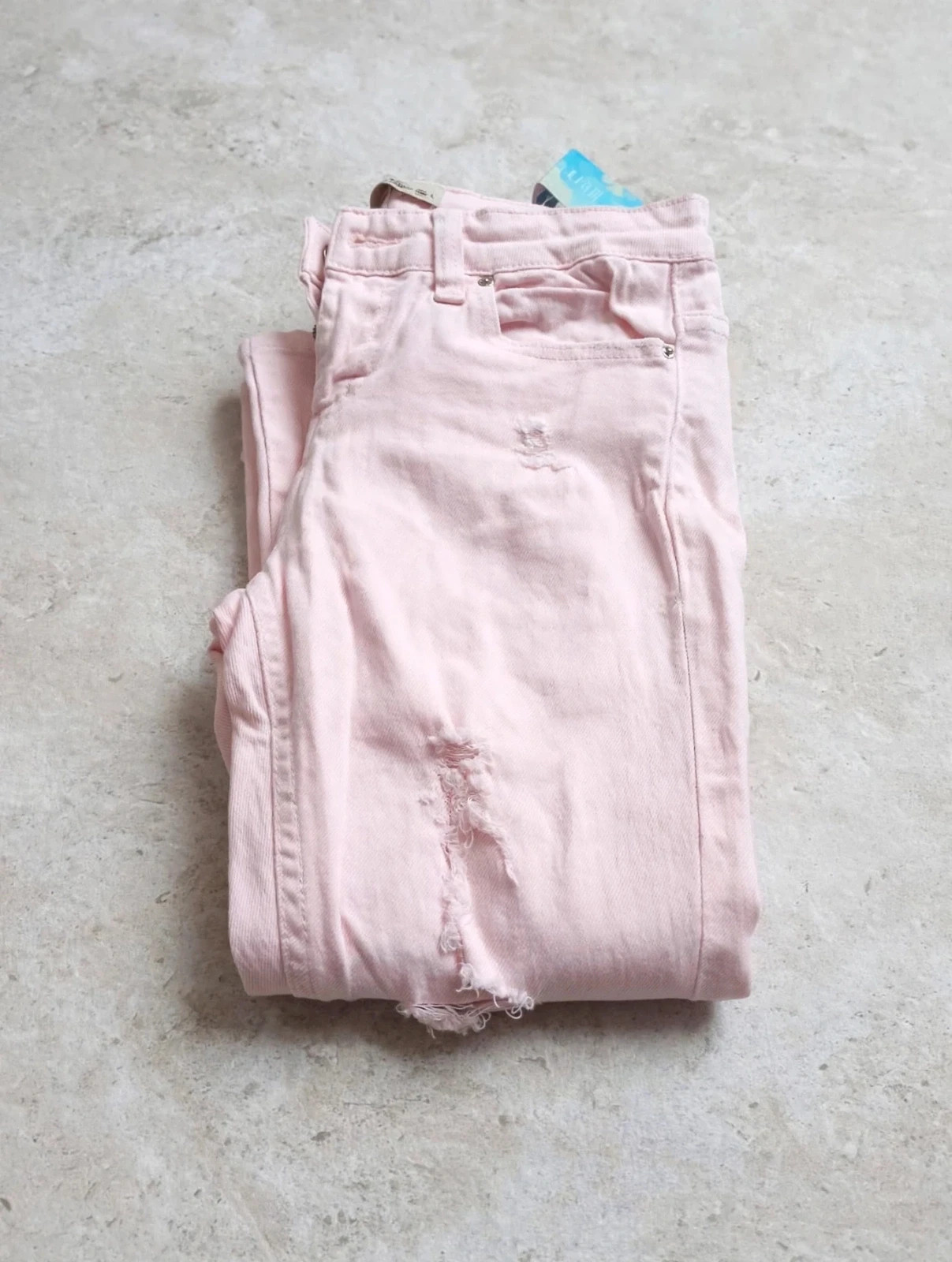 Vaqueros Rosa Pálido Rotos Skinny Talla S - Baby Pink - – Stradivarius – taille S / 36 / 8 4